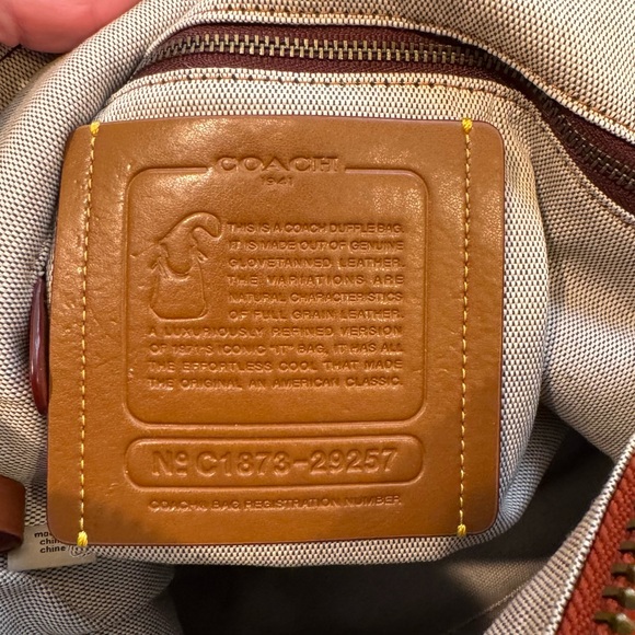 Coach 1941 Pebbled Leather Duffel in Chili - Picture 9 of 10